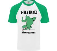 T- Rex Hates Handstands Divertente Dinosauri DA UOMO S/S Baseball T-Shirt