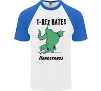 T- Rex Hates Handstands Divertente Dinosauri DA UOMO S/S Baseball T-Shirt