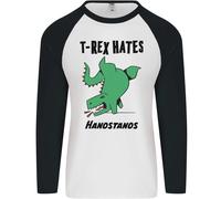 T- Rex Hates Handstands Divertente Dinosauri Uomo L/S Baseball T-Shirt