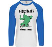 T- Rex Hates Handstands Divertente Dinosauri Uomo L/S Baseball T-Shirt