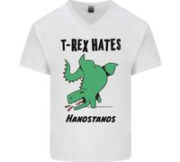 T- Rex Hates Handstands Divertente Dinosauri Uomo Scollo A V Cotone T-Shirt