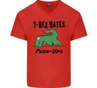 T- Rex Hates Push Ups Divertente Palestra Dinosauri Uomo V-Neck Cotone T-Shirt