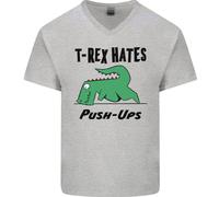 T- Rex Hates Push Ups Divertente Palestra Dinosauri Uomo V-Neck Cotone T-Shirt