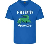 T-Rex Hates Push Ups Palestra Divertente Dinosauri Uomo Scollo A V Cotone Maglia