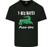 T- Rex Hates Push Ups Palestra Divertente Dinosauri Uomo V-Neck Cotone T-Shirt
