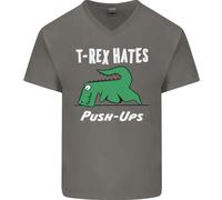 T- Rex Hates Push Ups Palestra Divertente Dinosauri Uomo V-Neck Cotone T-Shirt
