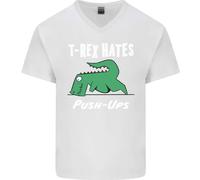 T- Rex Hates Push Ups Palestra Divertente Dinosauri Uomo V-Neck Cotone T-Shirt