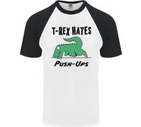T-Rex Hates Push Ups T-Shirt Baseball Uomo Fruit of the Loom Cotone
