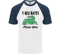 T-Rex Hates Push Ups T-Shirt Baseball Uomo Fruit of the Loom Cotone