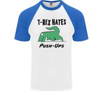 T-Rex Hates Push Ups T-Shirt Baseball Uomo Fruit of the Loom Cotone