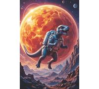 T-Rex in Space Notebook: 6x9, 120 Line Pages with Slim Galaxy Border Futuristic Dinosaur Journal