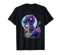 T-Rex Mangiare Ramen Kawaii Anime Japanese Noodles Opera d'arte Maglietta