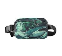 T-rex - Marsupio alla moda con dinosauro e squalo, per uomo e donna, piccola borsa a tracolla con tracolla regolabile, per viaggi, palestra, lavoro