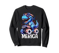 T-Rex 'Merica Monster Truck USA Patriotic Dinosaur Design Felpa