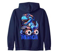 T-Rex 'Merica Monster Truck USA Patriotic Dinosaur Design Felpa con Cappuccio