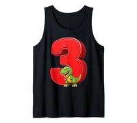 T Rex Numero 3 Compleanno Dinosauro Kid Party Blu Dino Toddler Canotta