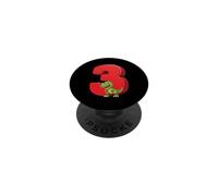 T Rex Numero 3 Compleanno Dinosauro Kid Party Blu Dino Toddler PopSockets PopGrip Adesivo