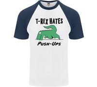 T-Rex Odia I Push Up Divertente Palestra Dinosauri Uomo T-Shirt S/S Baseball