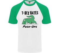 T-Rex Odia I Push Up Divertente Palestra Dinosauri Uomo T-Shirt S/S Baseball