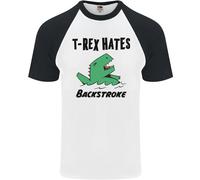 T-Rex Odia Il Backstroke Maglietta Da Baseball S/S Divertente Per Uomini