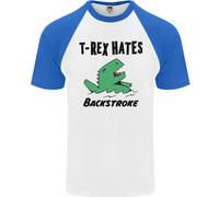 T-Rex Odia Il Backstroke Maglietta Da Baseball S/S Divertente Per Uomini