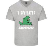 T-Rex Odia Il Backstroke Maglietta In Cotone A V Per Uomini Divertente Nuotatore