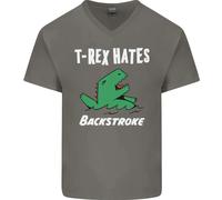 T-Rex Odia Il Backstroke Maglietta In Cotone A V Per Uomini Divertente Nuotatore