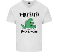 T-Rex Odia Il Backstroke Maglietta In Cotone A V Per Uomo Divertente Da Nuoto