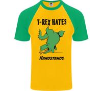 T-Rex Odia Le Verticali Divertenti Dinosauri Maglietta Baseball S/S Da Uomo