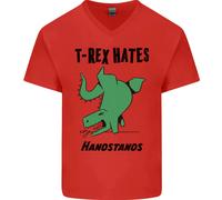T-Rex Odia Le Verticali Divertenti Dinosauri Maglietta In Cotone A V Per Uomo