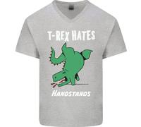T-Rex Odia Le Verticali Ginnastica Dinosauro Maglietta In Cotone A V Per Uomo
