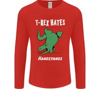 T-Rex Odia Le Verticali Ginnastica Dinosauro Uomo Manica Lunga T-Shirt