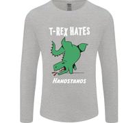 T-Rex Odia Le Verticali Ginnastica Dinosauro Uomo Manica Lunga T-Shirt