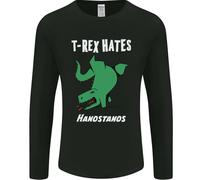 T-Rex Odia Le Verticali Ginnastica Dinosauro Uomo Manica Lunga T-Shirt