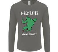 T-Rex Odia Le Verticali Ginnastica Dinosauro Uomo Manica Lunga T-Shirt