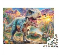 T-Rex Psichedelico Puzzle 1000 pezzi Puzzle di Città da Fiaba Gioco di Puzzle in Famiglia Divertente e stimolante Cartone Riciclato 100% Decorazione Interna 38x26cm/1000 pezzi