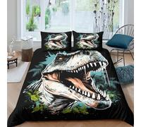 T-Rex roaringSet Di Copripiumino ultra microfibra Set di 3 Pezzi stampa 3D con cerniera dinosaur art style copripiumino incluso federe aiosa ultra morbido for ragazze Double（200x200cm）