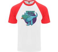 T-Rex Rovina Il Natale Distruggi I Corridoi Maglietta Da Baseball Uomo S/S