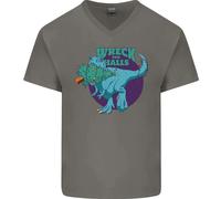 T- Rex Rovinare Natale Wreck The Halls Uomo Scollo A V Cotone T-Shirt