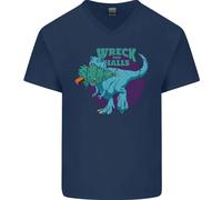 T- Rex Rovinare Natale Wreck The Halls Uomo Scollo A V Cotone T-Shirt