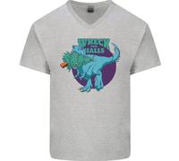 T- Rex Rovinare Natale Wreck The Halls Uomo Scollo A V Cotone T-Shirt
