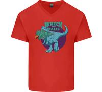 T- Rex Rovinare Natale Wreck The Halls Uomo Scollo A V Cotone T-Shirt