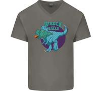 T- Rex Rovinare Natale Wreck The Halls Uomo Scollo A V Cotone T-Shirt