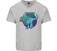 T- Rex Rovinare Natale Wreck The Halls Uomo Scollo A V Cotone T-Shirt