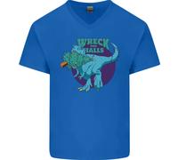 T- Rex Rovinare Natale Wreck The Halls Uomo Scollo A V Cotone T-Shirt