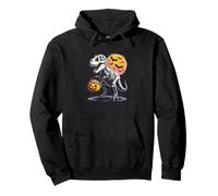 T-Rex Skeleton Haloween Night Pumpkin Bats Moon Fun Felpa con Cappuccio