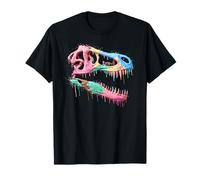T-Rex Skull Dino Bones Paleontologo Fossil Ice Cream Drip Maglietta