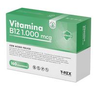 T-Rex Vitamina B12 1000mcg e Acido Folico 400mcg Integratore di Benessere, 160 Compresse