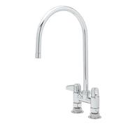 T&S Brass 5F-4DLS09 Equip 4 "Deck Mount girevole Base Rubinetto, 9 collo d'oca girevole e kit capezzolo di alimentazione