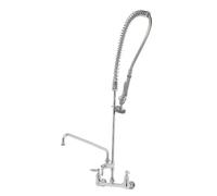 T&S Brass B-0133-ADF08 - Base per montaggio a parete con innesto a molla pre-risciacquo, facile da installare, con foro centrale da 20,3 cm e rubinetto aggiuntivo da 20,3 cm